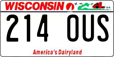 WI license plate 214OUS