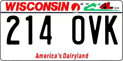 WI license plate 214OVK