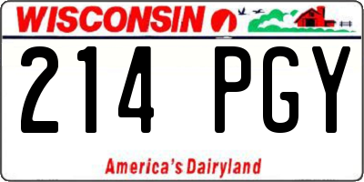 WI license plate 214PGY