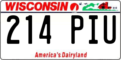 WI license plate 214PIU