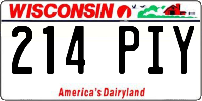 WI license plate 214PIY