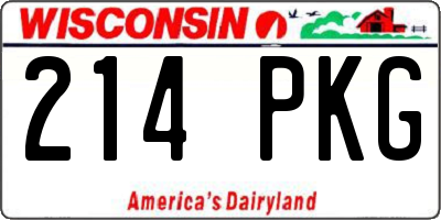 WI license plate 214PKG