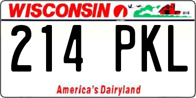 WI license plate 214PKL
