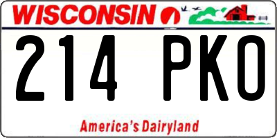 WI license plate 214PKO