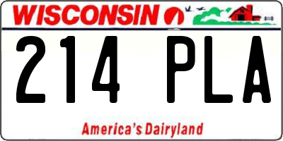 WI license plate 214PLA