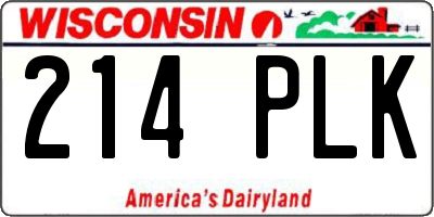 WI license plate 214PLK