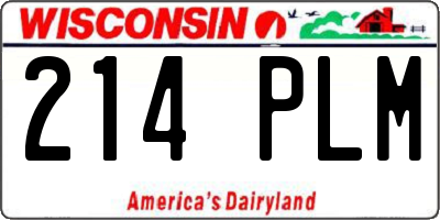 WI license plate 214PLM