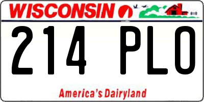 WI license plate 214PLO