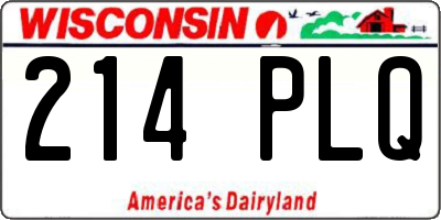 WI license plate 214PLQ