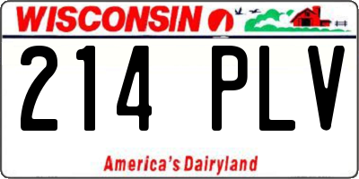 WI license plate 214PLV