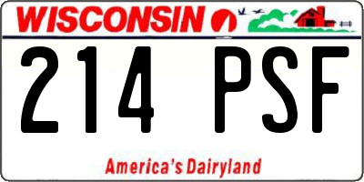 WI license plate 214PSF