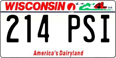 WI license plate 214PSI
