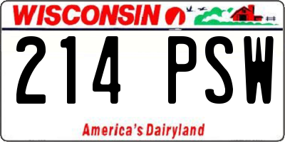 WI license plate 214PSW