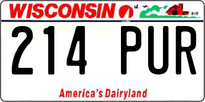 WI license plate 214PUR