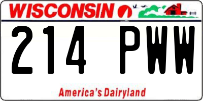 WI license plate 214PWW