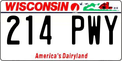 WI license plate 214PWY