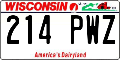 WI license plate 214PWZ