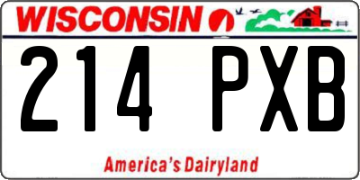 WI license plate 214PXB