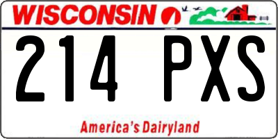 WI license plate 214PXS