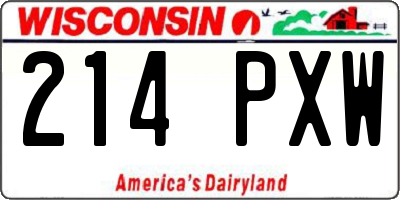 WI license plate 214PXW