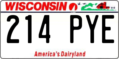 WI license plate 214PYE
