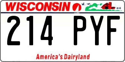 WI license plate 214PYF