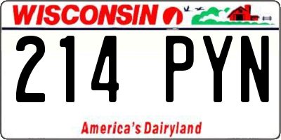 WI license plate 214PYN