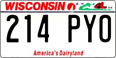 WI license plate 214PYO