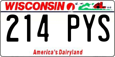 WI license plate 214PYS