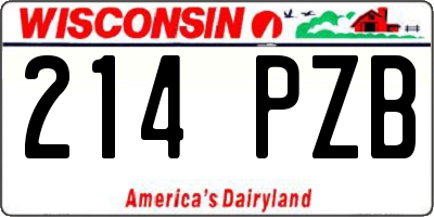 WI license plate 214PZB