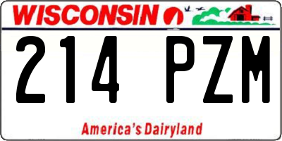 WI license plate 214PZM