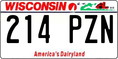 WI license plate 214PZN