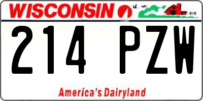 WI license plate 214PZW