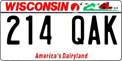 WI license plate 214QAK