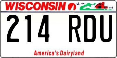 WI license plate 214RDU