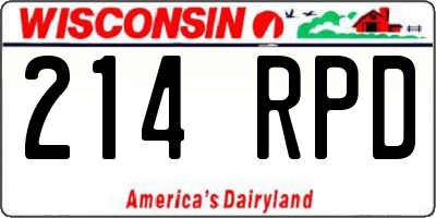 WI license plate 214RPD
