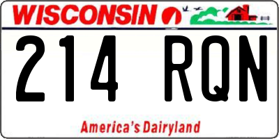 WI license plate 214RQN
