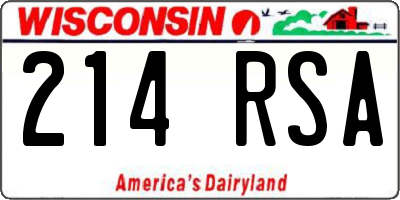 WI license plate 214RSA