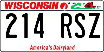 WI license plate 214RSZ
