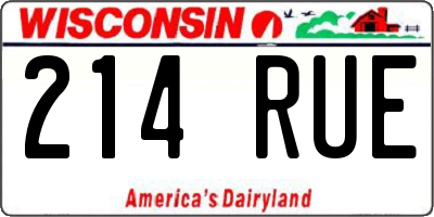 WI license plate 214RUE
