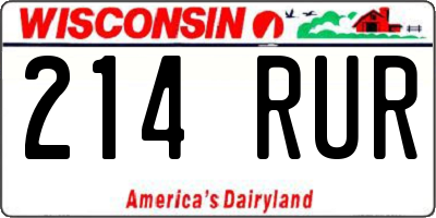 WI license plate 214RUR