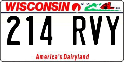 WI license plate 214RVY