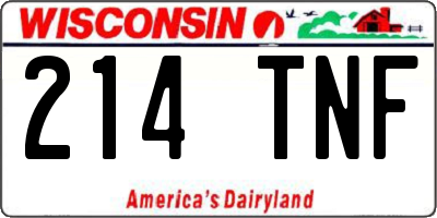 WI license plate 214TNF