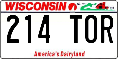 WI license plate 214TOR