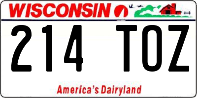 WI license plate 214TOZ
