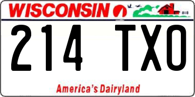 WI license plate 214TXO