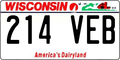 WI license plate 214VEB