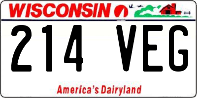 WI license plate 214VEG