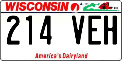 WI license plate 214VEH