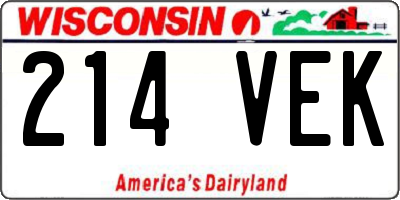 WI license plate 214VEK